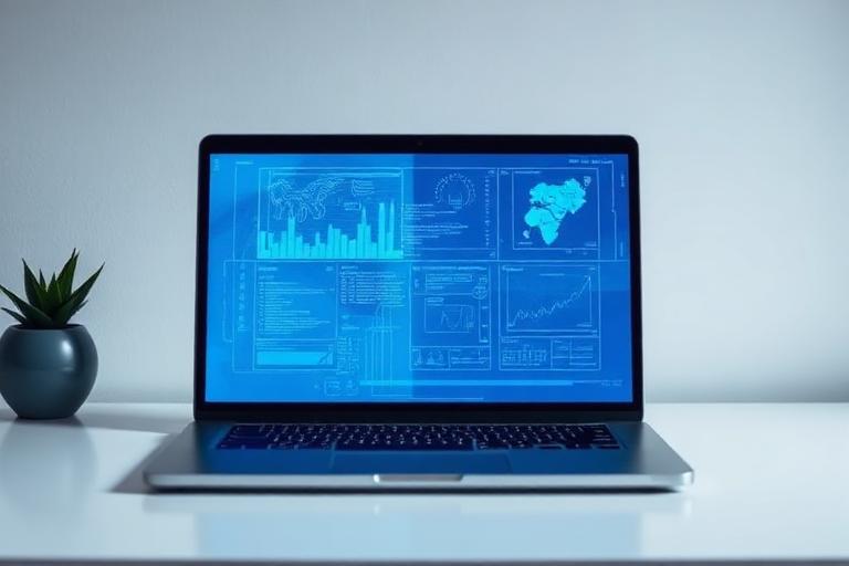 Laptop displaying a diagnostic interface on a clean desk
