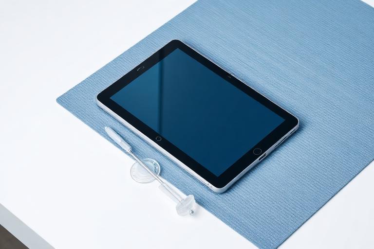 Tablet placed on a repair mat with an opening tool